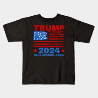 Save america again 2024 trump American Flag Kids T-Shirt